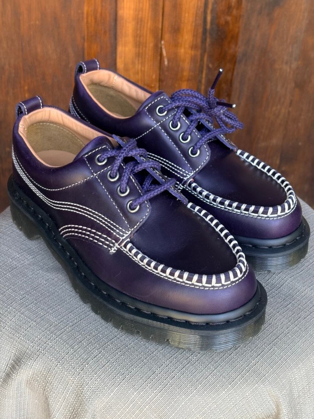 Dr. Martens Lowell Deep Purple Orleans Leather Brogues – NWOT Size 7 Women